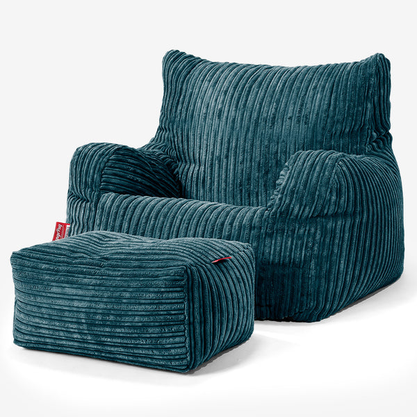 Zitbankfauteuil voor Tieners 6-14 jaar oud - Corduroy Teal 01