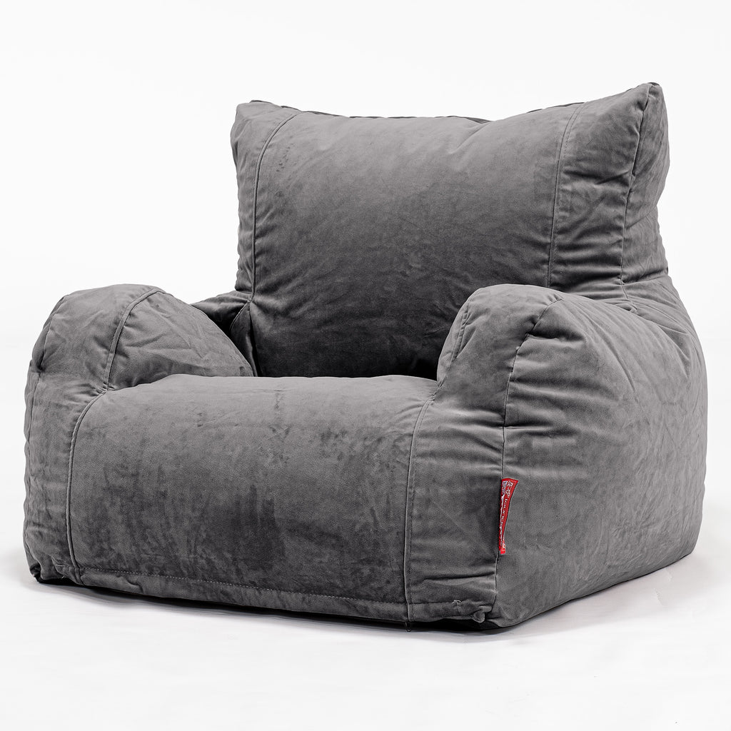 Zitzak Fauteuil - Fluweel Graphite Grijs 01