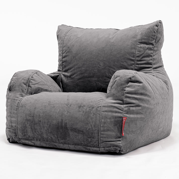 Zitzak Fauteuil - Fluweel Graphite Grijs 01