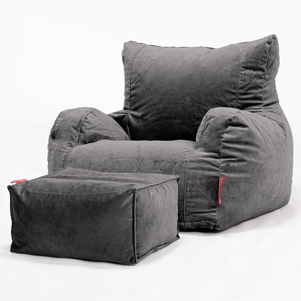 Zitzak Fauteuil - Fluweel Graphite Grijs 02