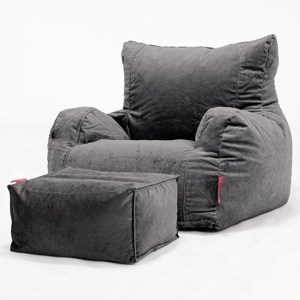 Zitzak Fauteuil - Fluweel Graphite Grijs 01