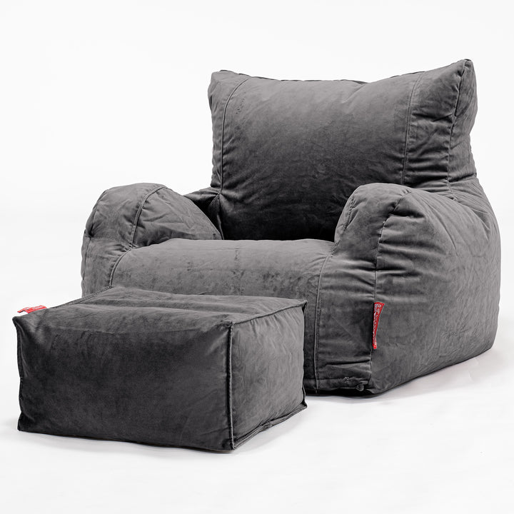 Zitzak Fauteuil - Fluweel Graphite Grijs 02