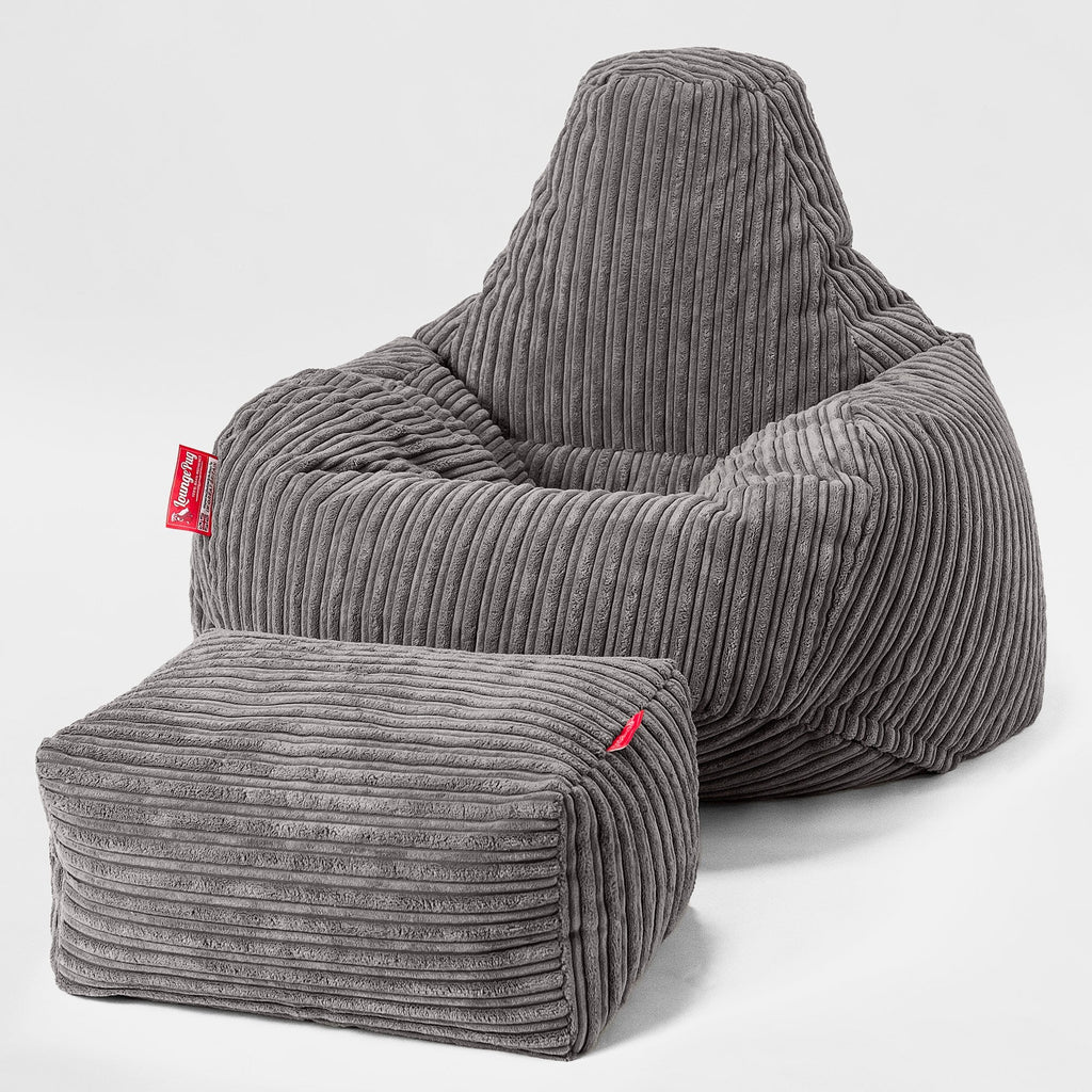 Druppelvormige Zitzakstoel - Corduroy Graphite Grijs 02