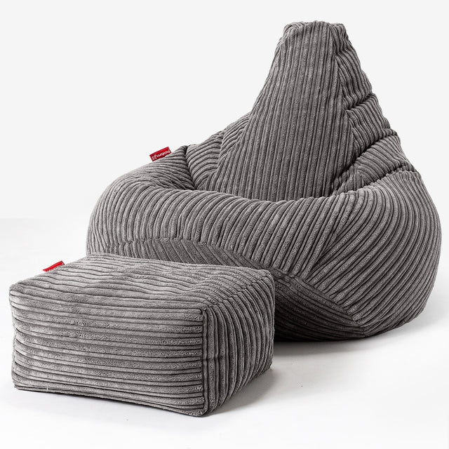 Zitzak Gaming Stoel - Corduroy Graphite Grijs 01