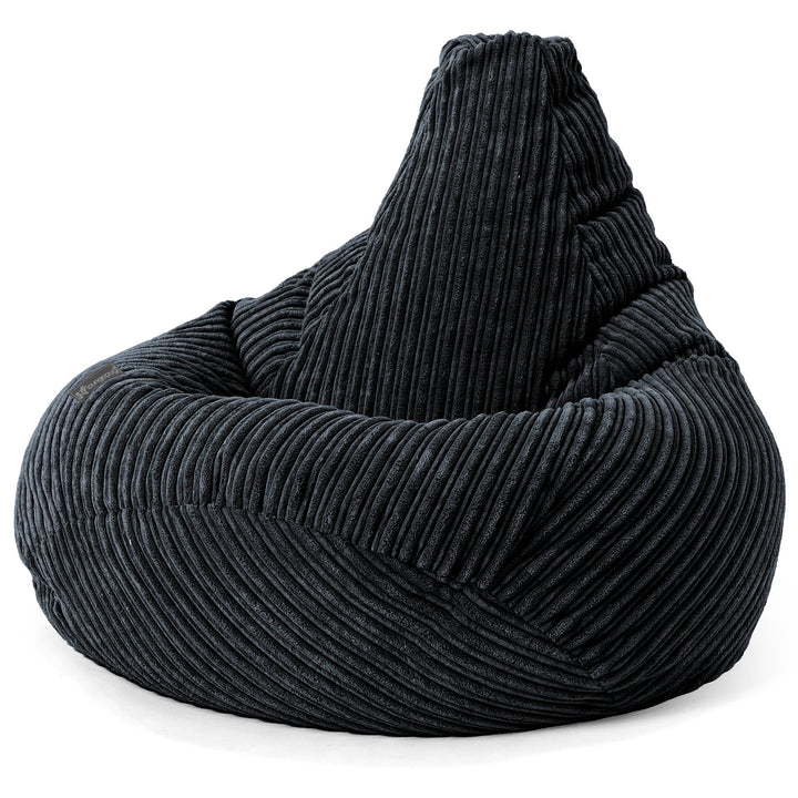 Lounge Pug, Zitzak Fauteuil Poef, Ultra Pluche Corduroy Grijs- Big Lounge Pug, Zitzak Fauteuil Poef, Ultra Pluche Corduroy Grijs- Big