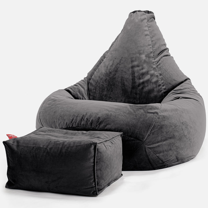 Zitzak Gaming Stoel - Fluweel Graphite Grijs 01