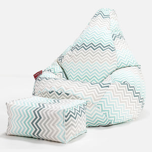 Zitzak Gaming Stoel - Geometrische Afdruk Chevron Petrol