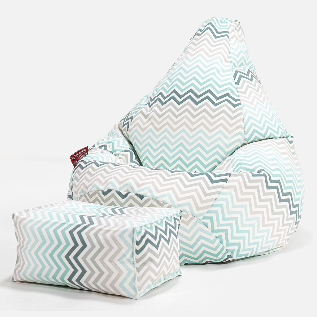 Zitzak Gaming Stoel - Geometrische Afdruk Chevron Petrol 01