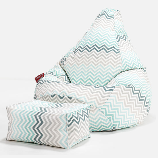 Zitzak Gaming Stoel - Geometrische Afdruk Chevron Petrol 01