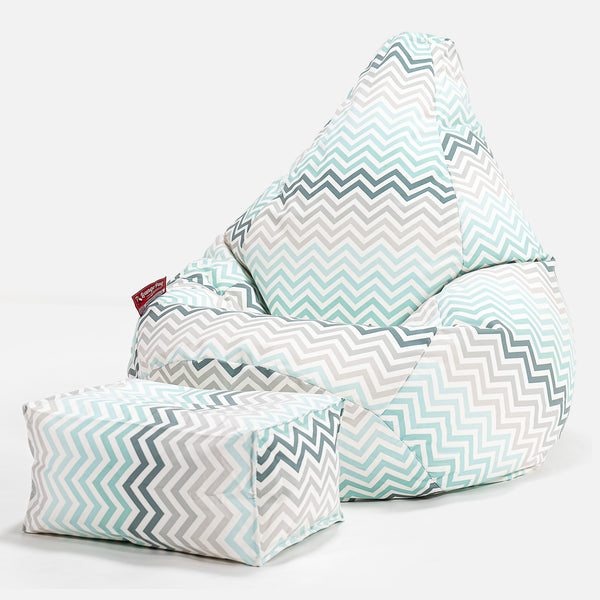 Zitzak Gaming Stoel - Geometrische Afdruk Chevron Petrol 01
