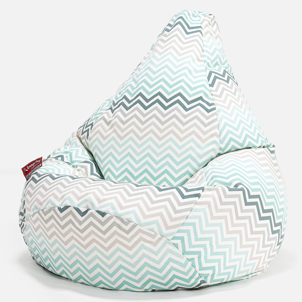 Zitzak Gaming Stoel - Geometrische Afdruk Chevron Petrol 02