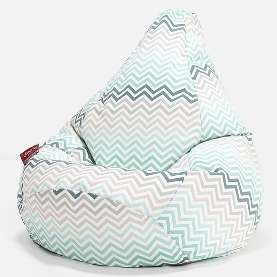 Zitzak Gaming Stoel - Geometrische Afdruk Chevron Petrol 02
