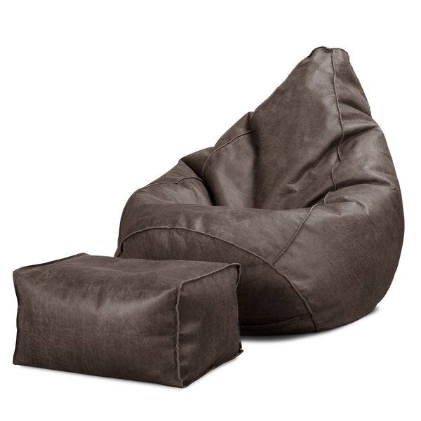 Zitzak Gaming Stoel - Vintage Leer Leisteen Grijs 01