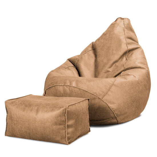 Zitzak Gaming Stoel - Vintage Leer Lichtbruin 01