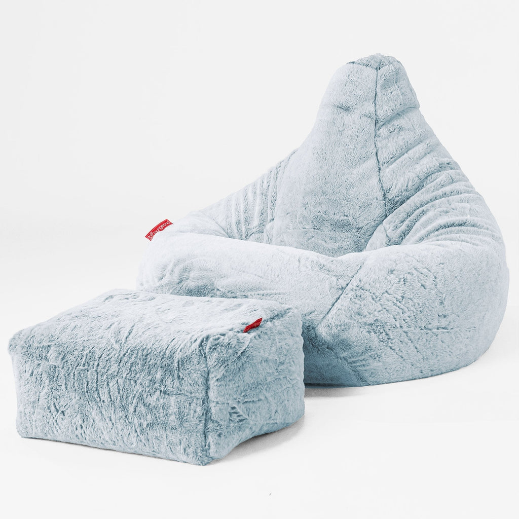 Zitzak Gaming Stoel - Nepkonijnenbont Stoffig Blauw 04