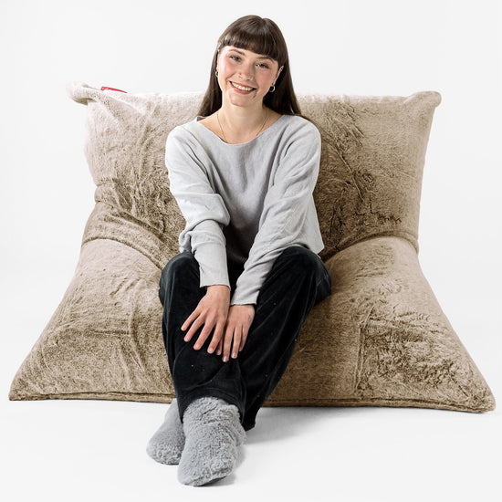 Zitzak Vloerkussen XL - Nepkonijnenbont Goudbruin 01