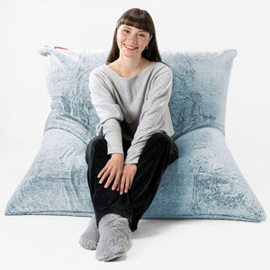 Zitzak Vloerkussen XL - Nepkonijnenbont Stoffig Blauw