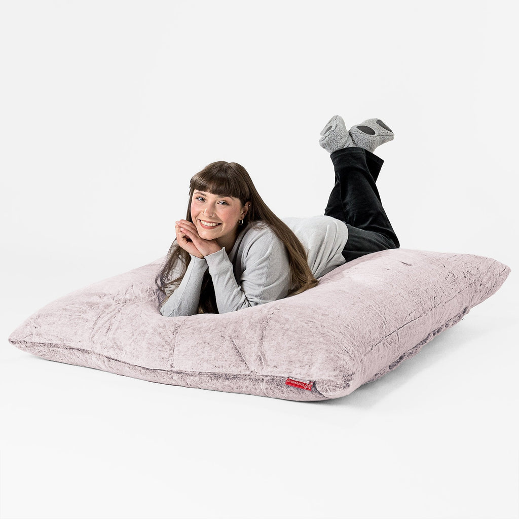 Zitzak Vloerkussen XL - Nepkonijnenbont Stoffig Roze 03