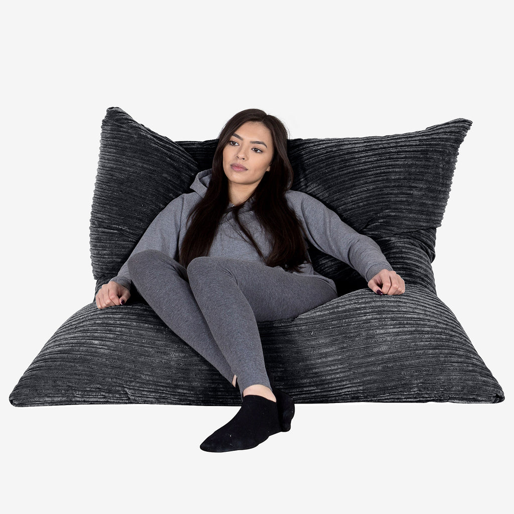 Zitzak Vloerkussen XL - Corduroy Zwart 02