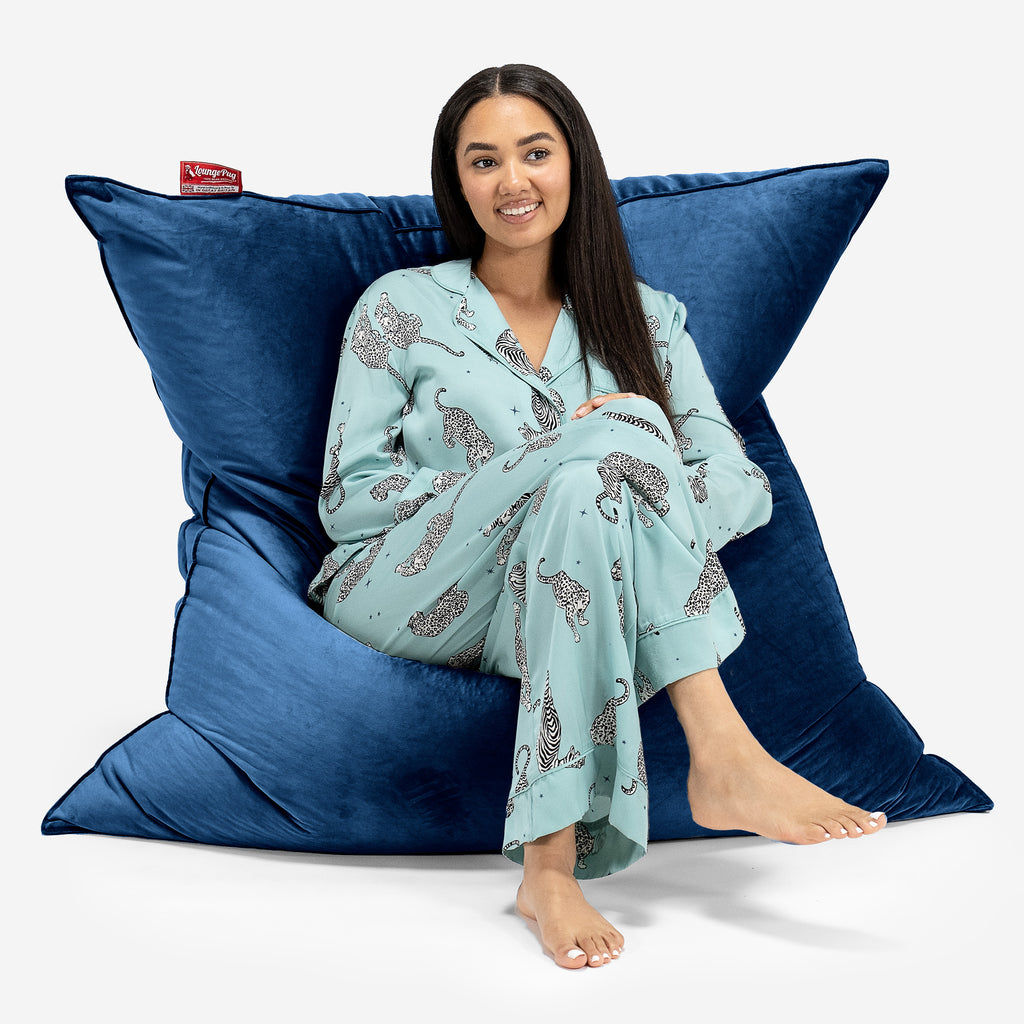 Zitzak Vloerkussen XL - Fluweel Marineblauw 01