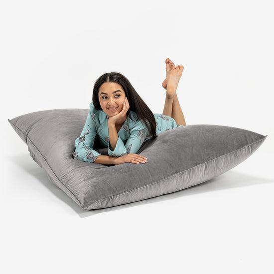 Zitzak Vloerkussen XL - Fluweel Zilver 03