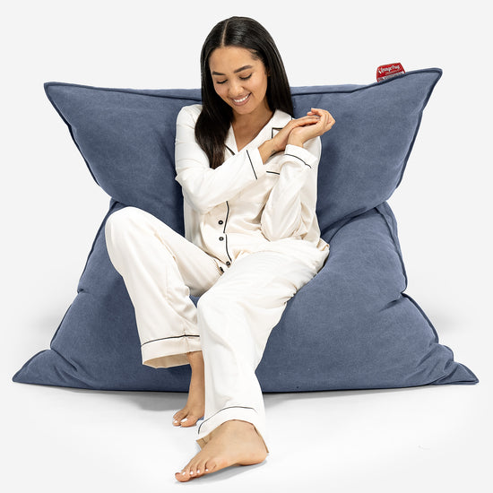 Zitzak Vloerkussen XL - Stonewashed Marineblauw 01