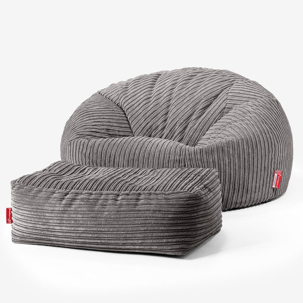 Zitzakbank voor Kinderen 6-14 jaar oud - Corduroy Graphite Grijs 01
