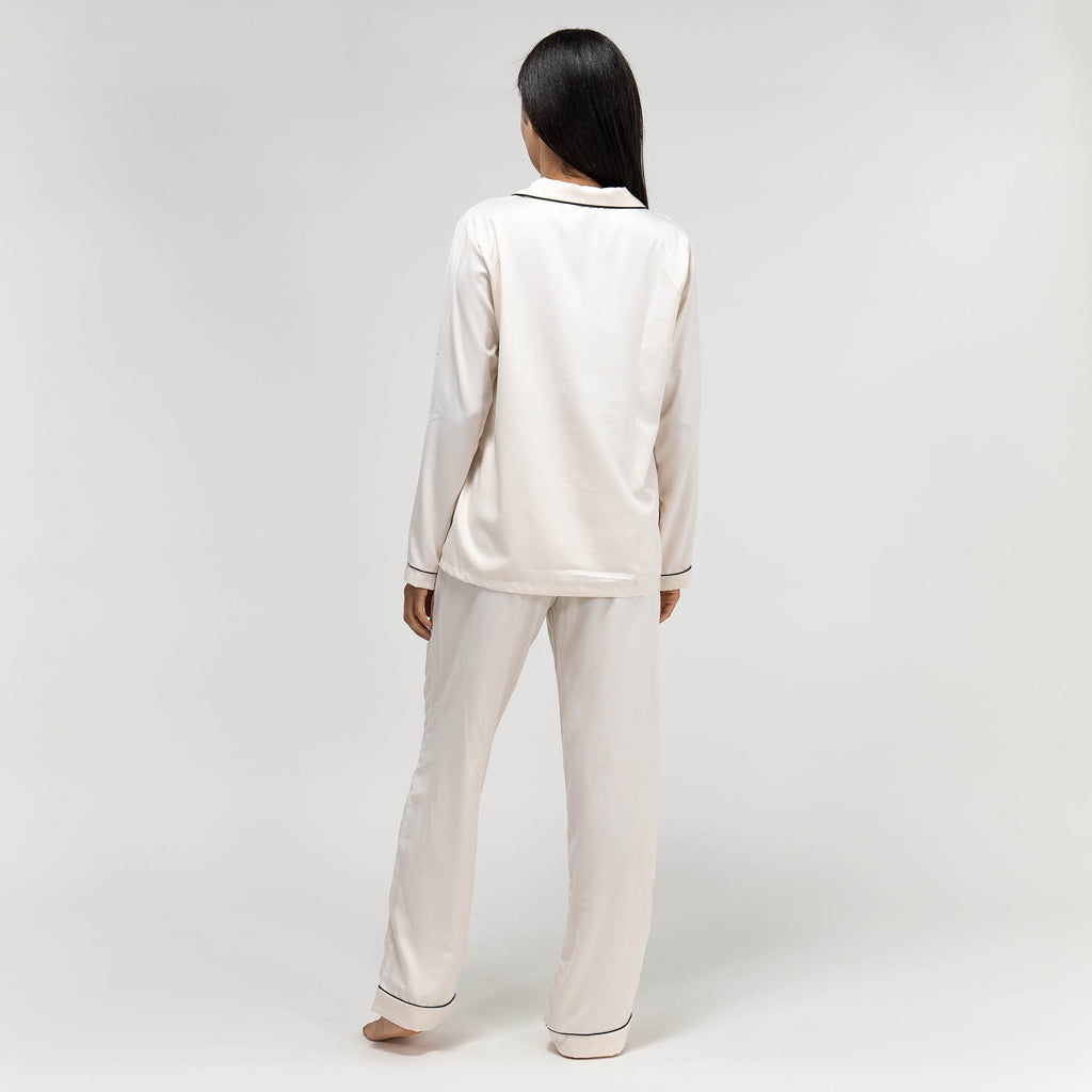 Satijnen Dames Pyjama - Crème 06