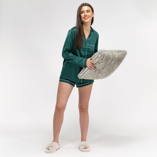 Satijnen Dames Pyjama Korte - Groen 05