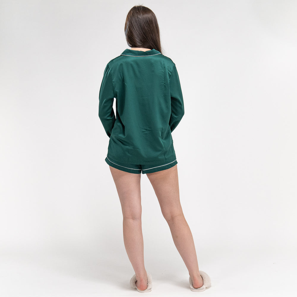 Satijnen Dames Pyjama Korte - Groen 01