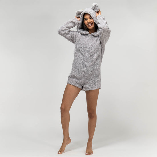 Teddy Ear Fleece-romper voor Dames - Grijs 01