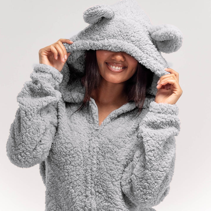 Teddy Ear Fleece-romper voor Dames - Grijs 02