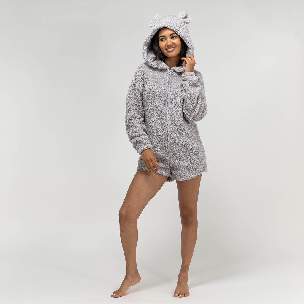 Teddy Ear Fleece-romper voor Dames - Grijs 05