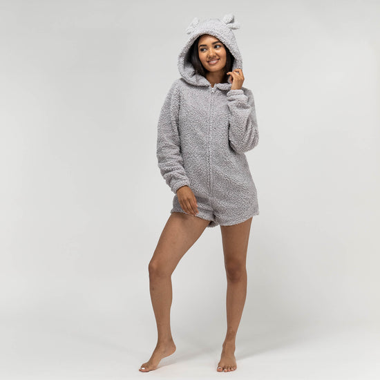 Teddy Ear Fleece-romper voor Dames - Grijs 05