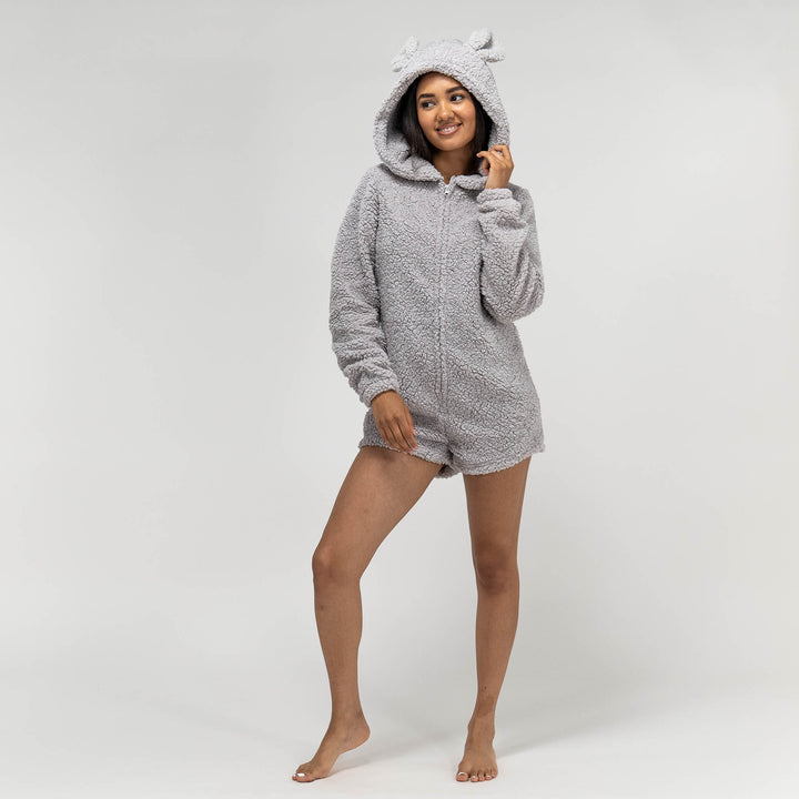 Teddy Ear Fleece-romper voor Dames - Grijs 05